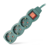 Entac pikendusjuhe 3 pistikupesaga 1,5m 3680W IP20 l&uuml;litiga, roheline
