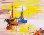 Numbritega maalimise komplekt 40x50 cm, Paadid p&auml;ikeseloojangul, Ideyka, KHO2762, Painting by numbers