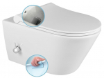 Ripp-WC AVVA CLEANWASH koos bidee-du&scaron;iga ja kraaniga, Rimless, 35,5x53 cm ja istmega SLIM Soft Close, valge