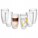Termoklaasid gerlach flow, 6 tk, 350 ml, topeltseintega, kuumuskindlad, joogiklaasid