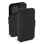 Kruselli nahast PhoneWallet &uuml;mbris Apple iPhone 13 Pro Maxile (must)