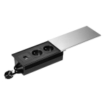 M&ouml;&ouml;bli pistikupesa l&uuml;kandkattega, 2x2P+Z (prantsuse), USB A+C, h&otilde;bedane