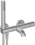 Vannitoa kraan koos du&scaron;ikomplektiga Deante Silia Hexa BHS_F11M, Brushed steel