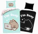 Pimedas helendav voodipesu 160x200 Pusheen kassipoegade roheline