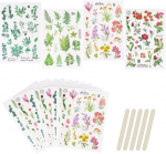 Craffancy 16 lehega h&otilde;&otilde;rdumisega &uuml;lekantavad kleebised, lehtede ja lilledega, scrapbooking'uks ja planeerijatele, esteetilised kleebised albumitele, p&auml;evikutele, isetegemise kunstile ja m&ouml;&ouml;blile