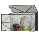 Costway 193 x 86 cm metallist v&auml;list&ouml;&ouml;riistakuur, ilmastiku- ja roostekindel v&auml;rviga kaetud teraskuur lukustatava uksega hall