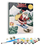 Numbrite j&auml;rgi maal &ndash; komplekt &bdquo;Santa&ldquo;, l&otilde;uend, v&auml;rvid, pintslid, 40&times;50 cm