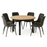 S&ouml;&ouml;gitoa komplekt MEBEL ELITE HARRY Laiendatav laud 102&ndash;142 cm ja 6 tooli CHRIS Tamm Artisan Hall