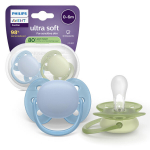 Philips Avent Ultra Soft lutt, 0&ndash;6 kuud, roheline ja sinine, 2 tk
