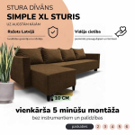 Klassikaline suur nurgadiivan Simple XL Sturis Pruun