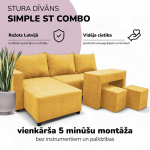Nurgadiivan lahtik&auml;iv lauaga ja puffidega St Combo, Podrez, kollane