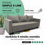 Klassikaline diivanvoodi Simple X Line pesukastiga, Podrez, Helehall