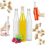 10x Korgiga klaaspudelit Rosa 500 ml