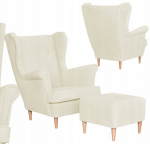 Hunter Family Furniture tiivatagusega tool jalak&auml;ijaga, skandinaavialik, kreemjas samet, helebeež