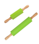 Winder Home silikoonist taignarullide komplekt, 2 tk (38,5 cm ja 23 cm), rohelised, bambusk&auml;epidemetega