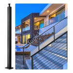 91,44 x 5,08 x 5,08 cm matinis juodas plieninis turėklų stulpelis