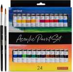 24-osaline veekindel akr&uuml;&uuml;lv&auml;rvide komplekt 2 pintsliga, 12 ml tuubid