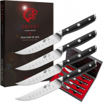 Orient pihvinugade komplekt &bdquo;Origin&ldquo; seeria, 4-osaline, mitte-hammastatud, Saksa X50 Ultra+ teras, must