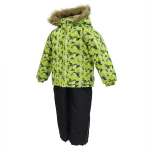 Huppa Laste talvekomplekt AVERY, lime chain pattern/ dark gray
