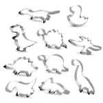 Dinosaurusekujuliste k&uuml;psisevormide komplekt k&uuml;psiste ja saiakeste jaoks, laste s&uuml;nnip&auml;evadeks, 10 tk.