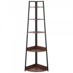 Nurgariiul, 5-astmeline nurgaraamaturiiul, 43x43x178 cm, mustpruun, metall puit