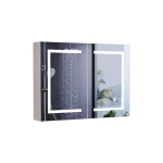 Nutikas vannitoakapp LED-valgustusega, topeltustega, m&auml;lurežiimiga, reguleeritava valgustusega, seinale kinnitatavad multifunktsionaalsed seinakapid, 80 * 60 cm