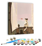 Numbrite j&auml;rgi maalimine &ndash; pilt, v&auml;rvid, pintslid, komplekt -Cat in the distance