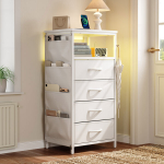 &Ouml;&ouml;kapp - LED ja USB - 4 sahtliga - Moodne stiil - Valge