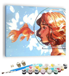 Numbrite j&auml;rgi maalimine &ndash; pilt, v&auml;rvid, pintslid, komplekt -Women and the fish, 40&times;50 cm