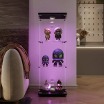 Karastatud klaasist vitriinkapp - LED - 125x42x36 cm - Must