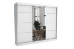 Brent 250 Tom liugustega riidekapp peegliga, 250x215x60 cm, valge