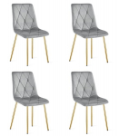 Elegantsed sametist s&ouml;&ouml;gitoolid LIBRA &ndash; helehallid kuldsete jalgadega (4-osaline komplekt)