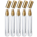 Klaaspudel 10 ml kuldse pihustiga, 5-osaline komplekt