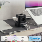 Pikendusjuhe 5 pesa + 5 USB 65W 2 m, Prailgintuvas 5 lizdų + 5 USB 65W 2 m