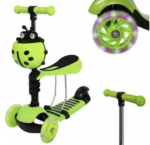 Laste t&otilde;ukeratas LED ratastega 3in1 Scooter, roheline