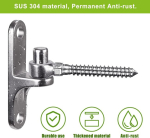 Insaga 2 tk seinale paigaldatavate v&auml;rava hingede komplekt | 304 roostevabast terasest v&auml;rava hinged taluv&auml;ravatele, &uuml;hes t&uuml;kis kujuga hinge kruvi silmus augu l&auml;bim&otilde;&otilde;duga 1,6 cm ketiaia, postv&auml;rava jaoks