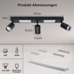 Cupgow led laevalgusti 3 pirni - laevalgusti must 20 w 3000 k soe valge pikk laevalgusti gu10 modernne p&ouml;&ouml;ratav 350&deg; metallist k&ouml;&ouml;gilamp esik magamistuba elutuba