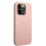 Guess Case iPhone 14 Pro Max 6.7 GUHCP14XPSASBPI Roosa PU-nahast &uuml;mbris Saffiano jaoks koos metallist logoga kuumade templitriipudega