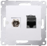 Pistikupesa F + Rj45 Cat.6 White Simon 54