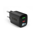 Sbs Gan Pd 30w Usb-c/usb-a universaalne laadija, must