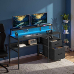 Kirjutuslaud, 55x135x90 cm, Must, Puit ja Teras