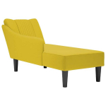 Chaise Longue vidaXL lamamistool paremal k&auml;etoega, kollane samet, modernne
