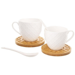 Porcelaanist tass koos allasega valge valge valge 250 ml 2 tk.