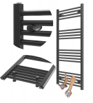 Vannitoa radiaator redelradiaator Granitan Breno 60x120 cm must, &Uuml;hendab pistikupesasse