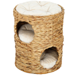 Kassi kraapimispost 50 cm kahe majaga, tooliga, vesih&uuml;atsint, kuni 3,5 kg, helepruun