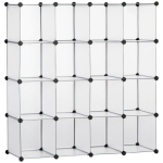 Tee-ise kuubikujuline riiul 16 sektsiooniga, plastik, valge, 125x32x125 cm, lastetuppa