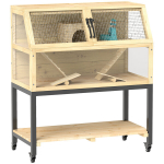 Hamsteripuur, puidust, 87x43x101 cm, riiuliga, veepudel, maja, rattad