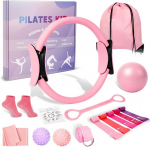 Pilates r&otilde;ngas ja pall, 5 takistuspaela, massaažipallid, 14 tk.