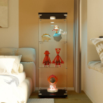 Klaasist vitriinkapp LED-tuledega, 4 riiuliga, 125 x 42 x 36 cm, must