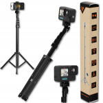 Selfie pulk (Selfie stick) Selfie-pulk telefoni ja action-kaamera jaoks koos puldi ja statiiviga, pikkus 180 cm, Asmenukių lazda telefonui ir veiksmo kamerai su nuotoliniu valdymu, trikojis, ilgis 180 cm